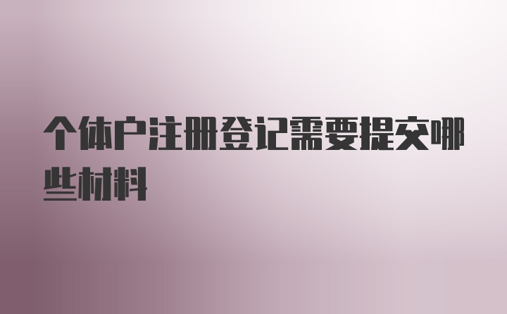 个体户注册登记需要提交哪些材料