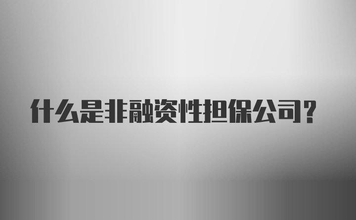 什么是非融资性担保公司?