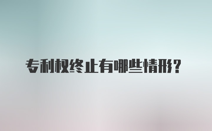 专利权终止有哪些情形？