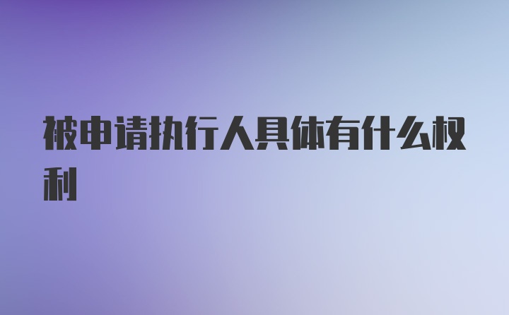 被申请执行人具体有什么权利