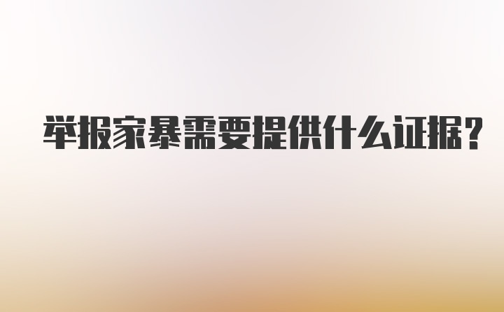 举报家暴需要提供什么证据？