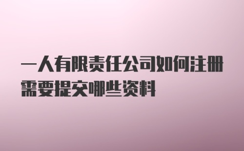 一人有限责任公司如何注册需要提交哪些资料