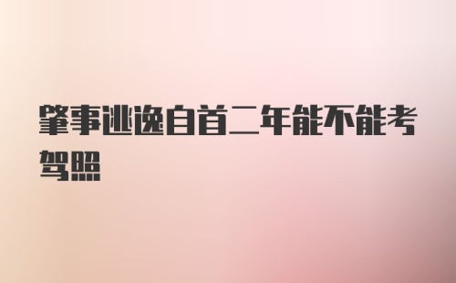 肇事逃逸自首二年能不能考驾照