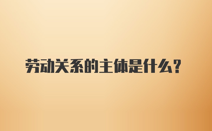 劳动关系的主体是什么?