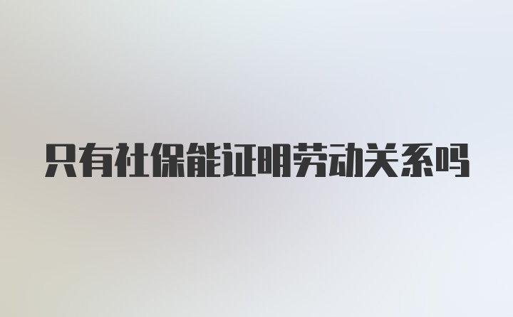 只有社保能证明劳动关系吗