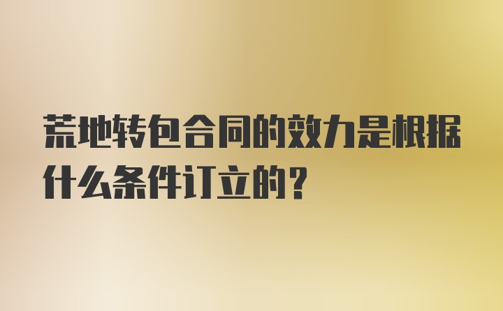 荒地转包合同的效力是根据什么条件订立的？