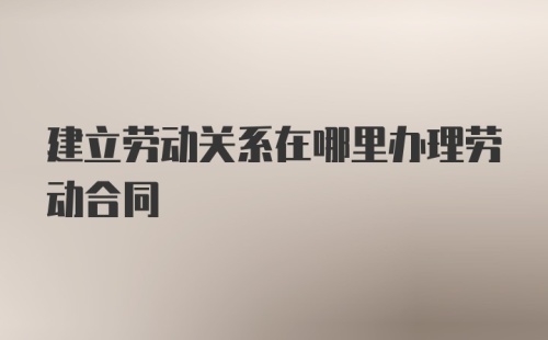 建立劳动关系在哪里办理劳动合同