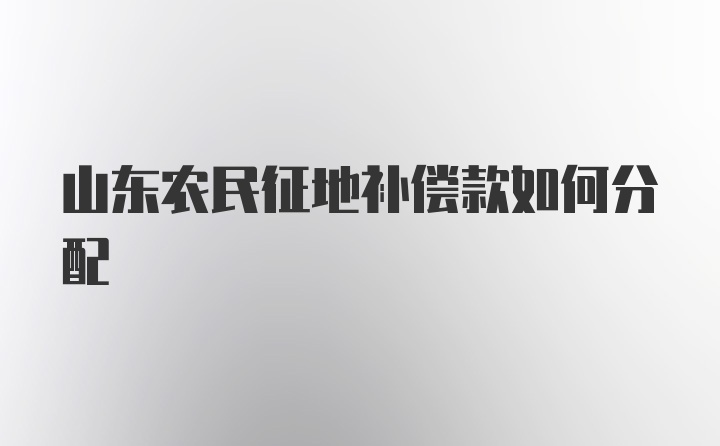 山东农民征地补偿款如何分配