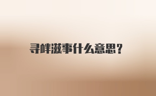 寻衅滋事什么意思？