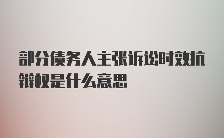 部分债务人主张诉讼时效抗辩权是什么意思