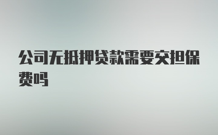 公司无抵押贷款需要交担保费吗