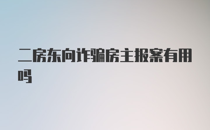 二房东向诈骗房主报案有用吗