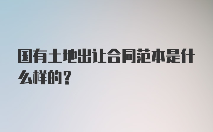 国有土地出让合同范本是什么样的？