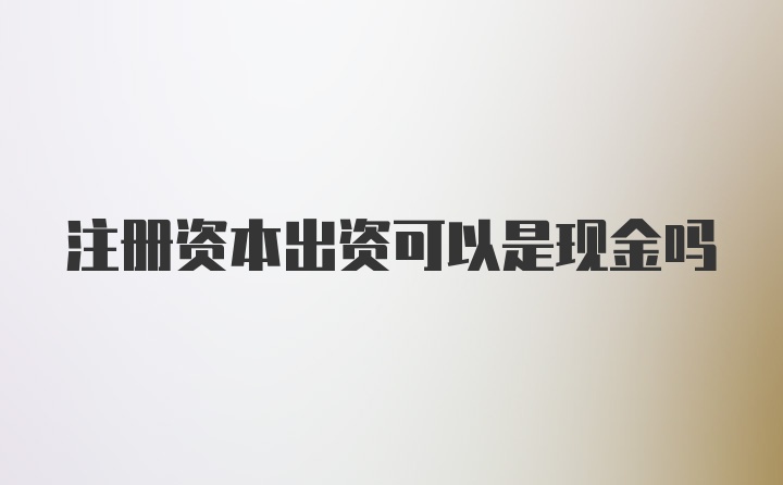 注册资本出资可以是现金吗