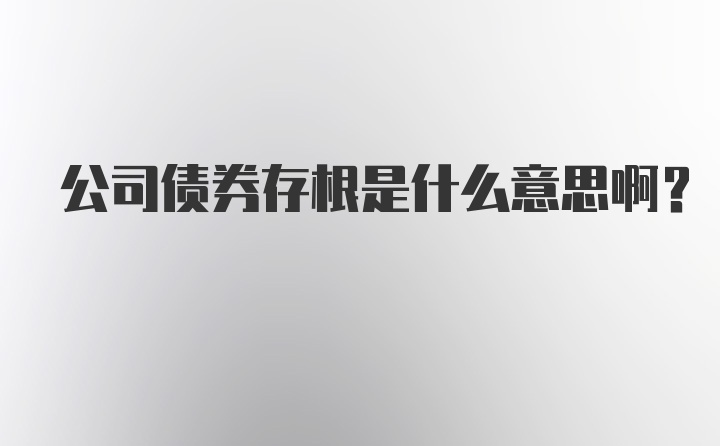 公司债券存根是什么意思啊？