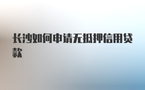 长沙如何申请无抵押信用贷款