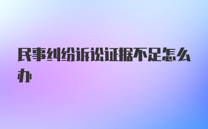 民事纠纷诉讼证据不足怎么办