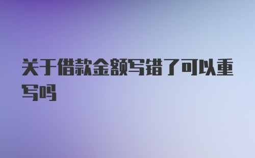 关于借款金额写错了可以重写吗