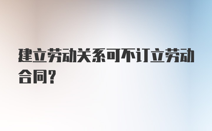 建立劳动关系可不订立劳动合同?