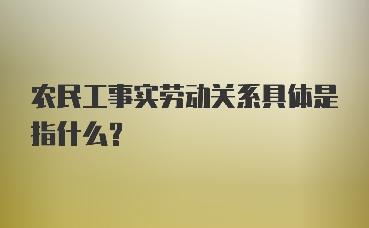 农民工事实劳动关系具体是指什么？