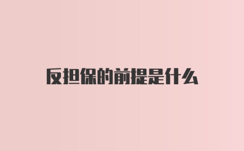 反担保的前提是什么