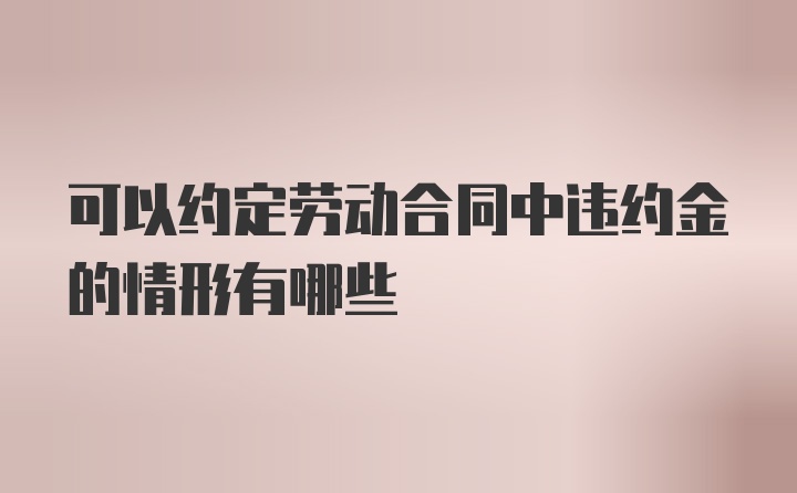 可以约定劳动合同中违约金的情形有哪些