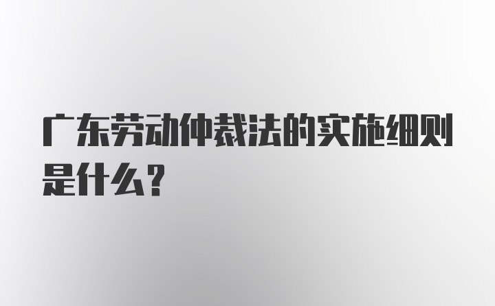 广东劳动仲裁法的实施细则是什么？