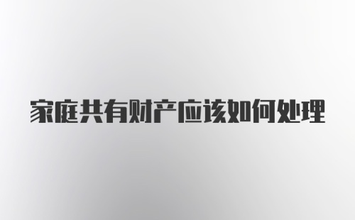 家庭共有财产应该如何处理