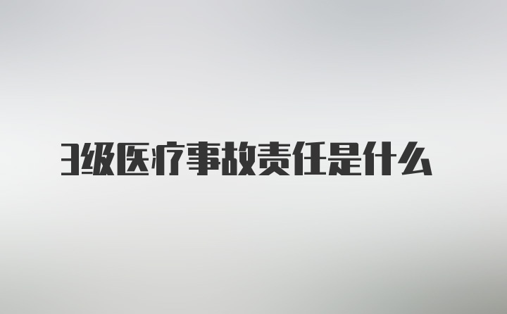 3级医疗事故责任是什么