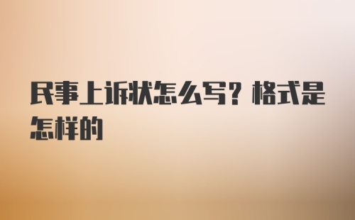 民事上诉状怎么写？格式是怎样的