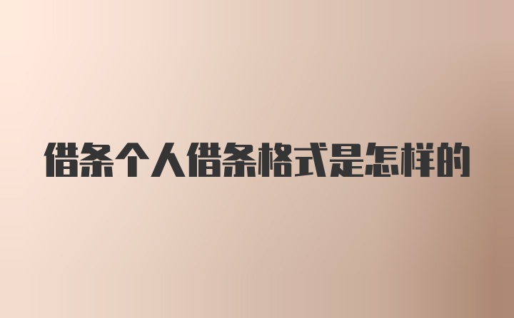 借条个人借条格式是怎样的