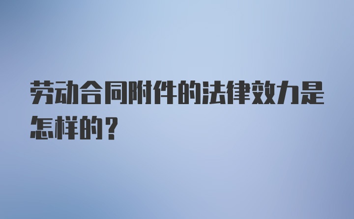 劳动合同附件的法律效力是怎样的?