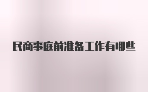 民商事庭前准备工作有哪些