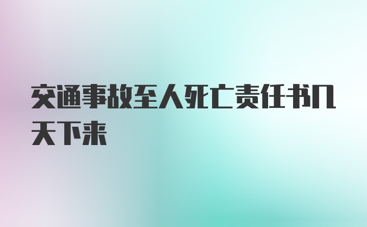 交通事故至人死亡责任书几天下来