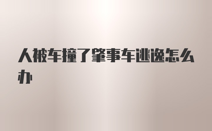 人被车撞了肇事车逃逸怎么办