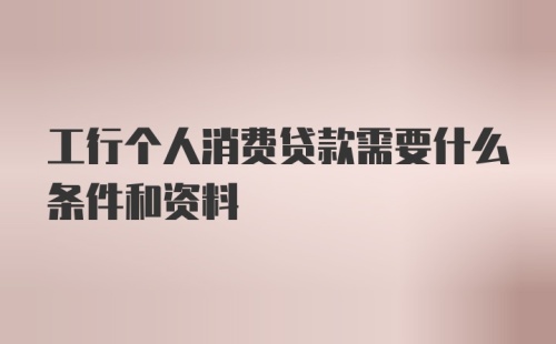 工行个人消费贷款需要什么条件和资料