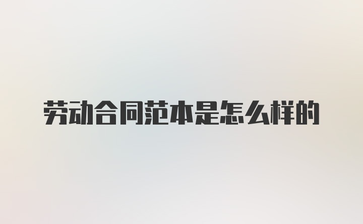 劳动合同范本是怎么样的