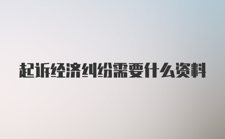 起诉经济纠纷需要什么资料