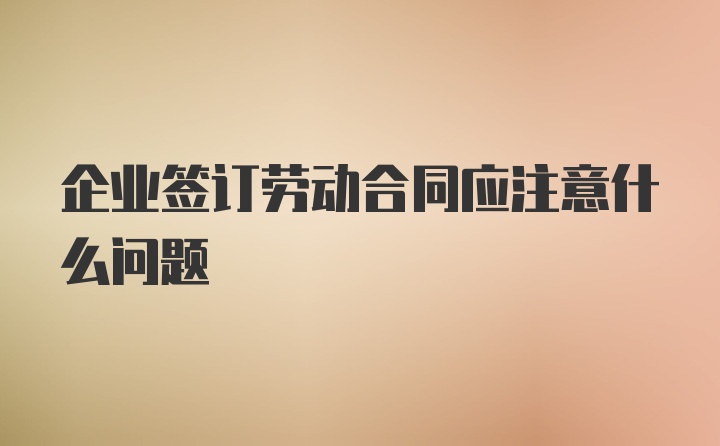 企业签订劳动合同应注意什么问题