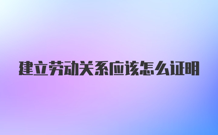 建立劳动关系应该怎么证明