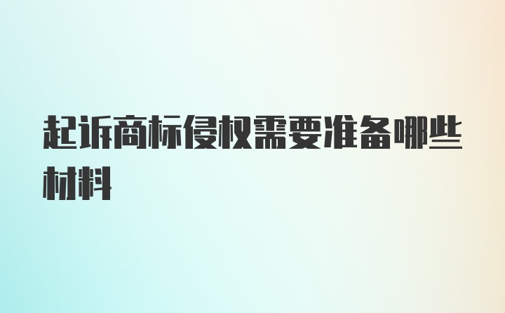 起诉商标侵权需要准备哪些材料