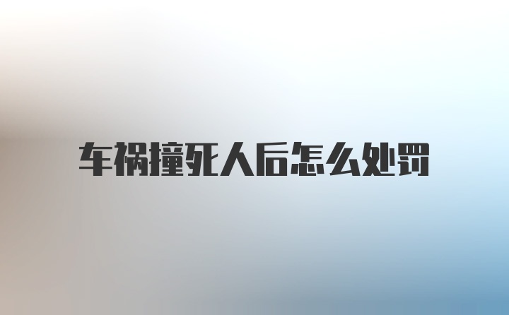 车祸撞死人后怎么处罚