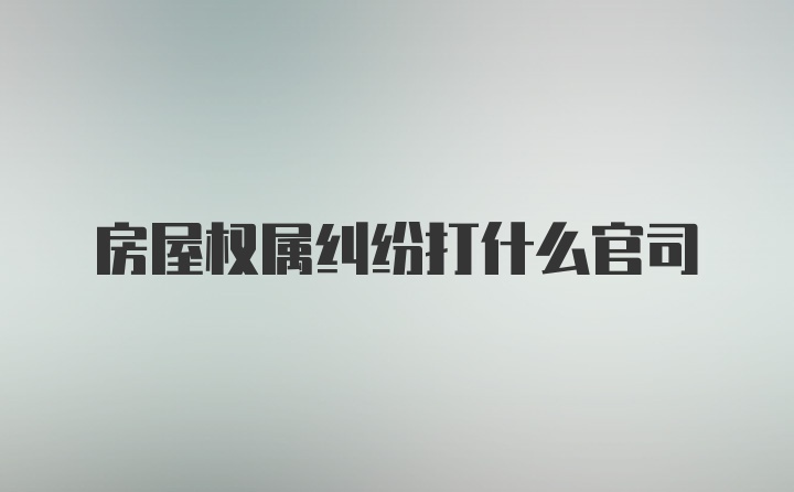 房屋权属纠纷打什么官司