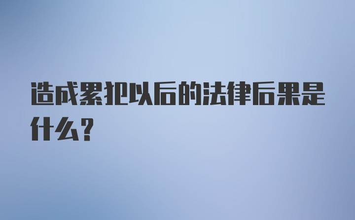 造成累犯以后的法律后果是什么？