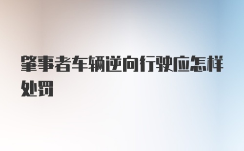 肇事者车辆逆向行驶应怎样处罚