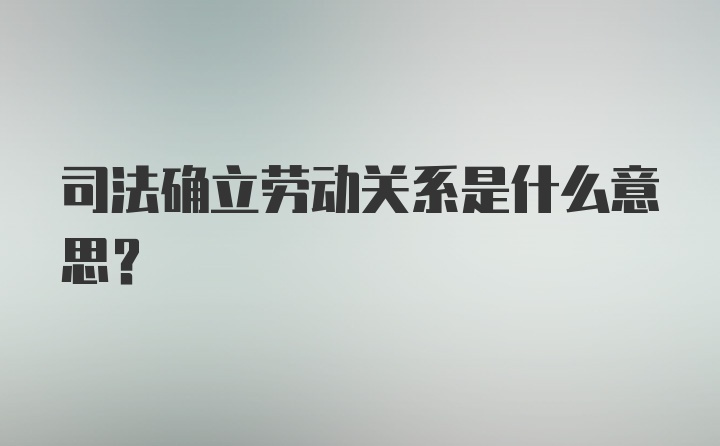 司法确立劳动关系是什么意思？