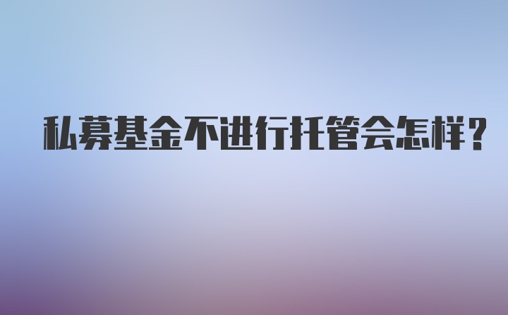 私募基金不进行托管会怎样?