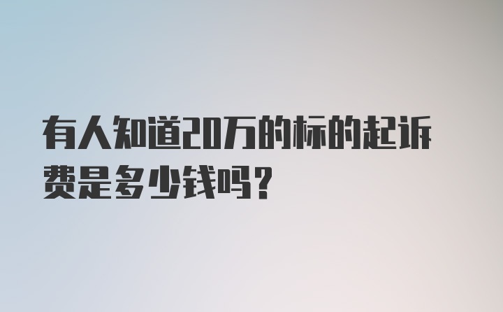 有人知道20万的标的起诉费是多少钱吗？