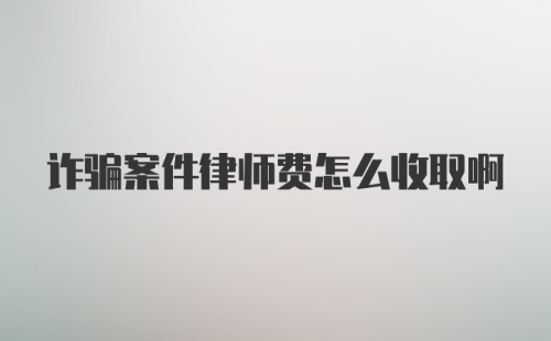 诈骗案件律师费怎么收取啊