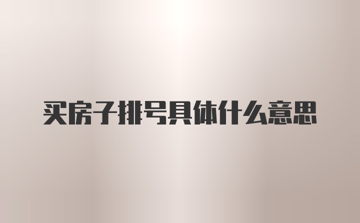 买房子排号具体什么意思